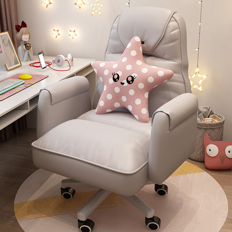 High Back Swivel Office Chair with Wheels White Frame Modern Ergonomic Task Chair Clearhalo 'furn' 'furn_office_chair' 'Furniture' 'furniture_office_chair' 'Office Chairs' 'Office Furniture' 'office_chair' 5009997