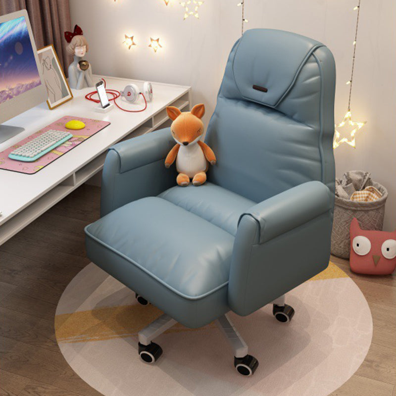 High Back Swivel Office Chair with Wheels White Frame Modern Ergonomic Task Chair Blue Clearhalo 'furn' 'furn_office_chair' 'Furniture' 'furniture_office_chair' 'Office Chairs' 'Office Furniture' 'office_chair' 5009998