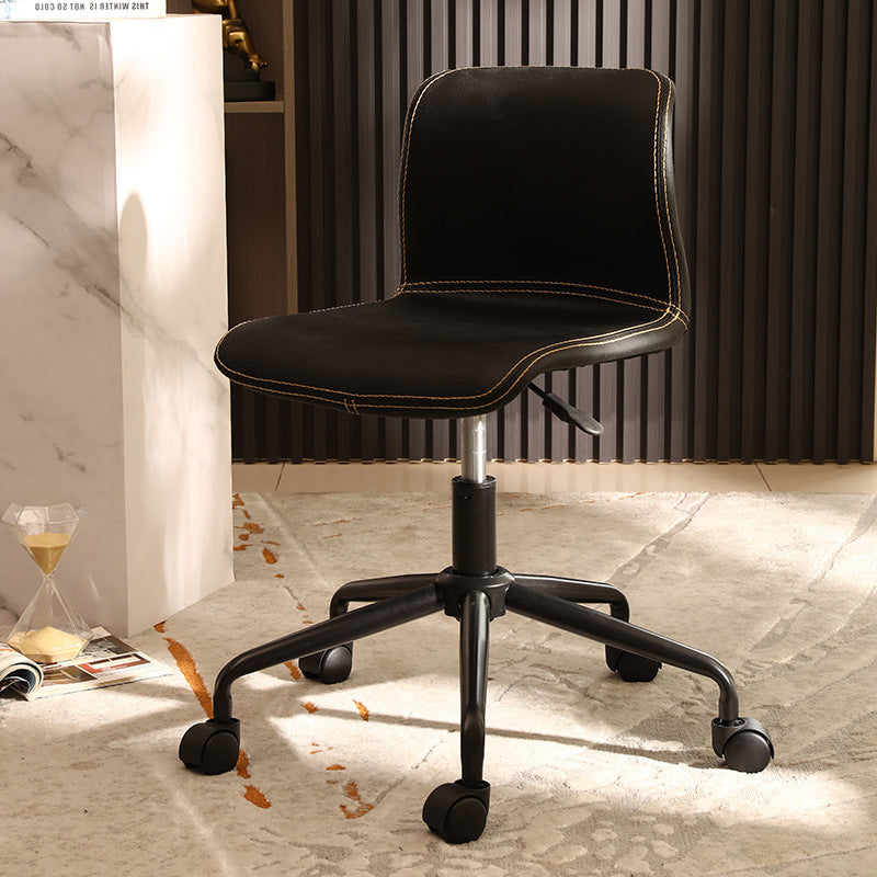 Black Steel Frame Modern Computer Desk Chair Armless Office Chair with Wheels Black Clearhalo 'furn' 'furn_office_chair' 'Furniture' 'furniture_office_chair' 'Office Chairs' 'Office Furniture' 'office_chair' 5010011