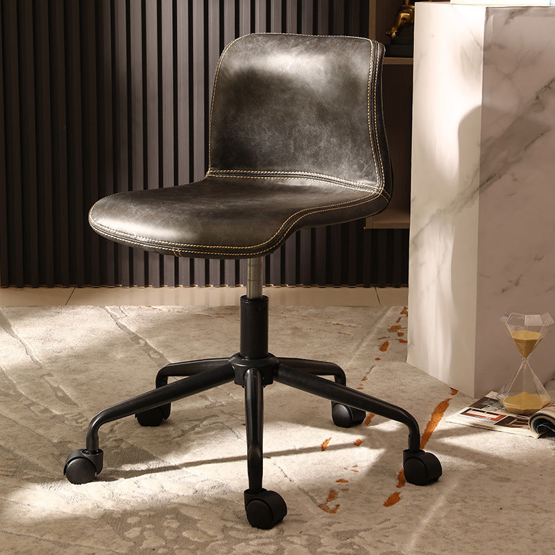 Black Steel Frame Modern Computer Desk Chair Armless Office Chair with Wheels Grey Clearhalo 'furn' 'furn_office_chair' 'Furniture' 'furniture_office_chair' 'Office Chairs' 'Office Furniture' 'office_chair' 5010017