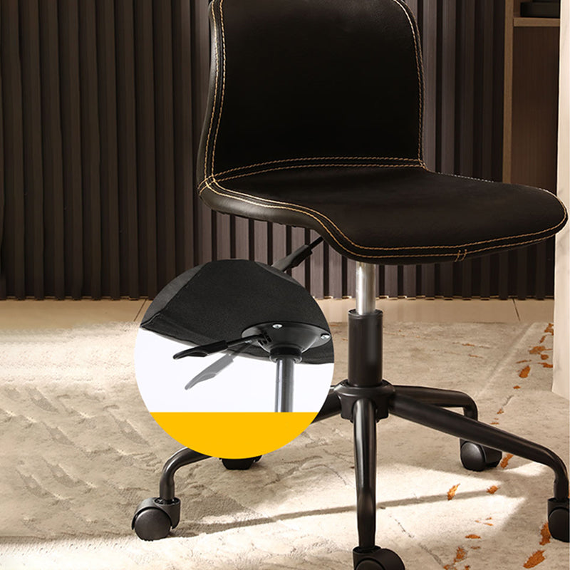 Black Steel Frame Modern Computer Desk Chair Armless Office Chair with Wheels Clearhalo 'furn' 'furn_office_chair' 'Furniture' 'furniture_office_chair' 'Office Chairs' 'Office Furniture' 'office_chair' 5010024