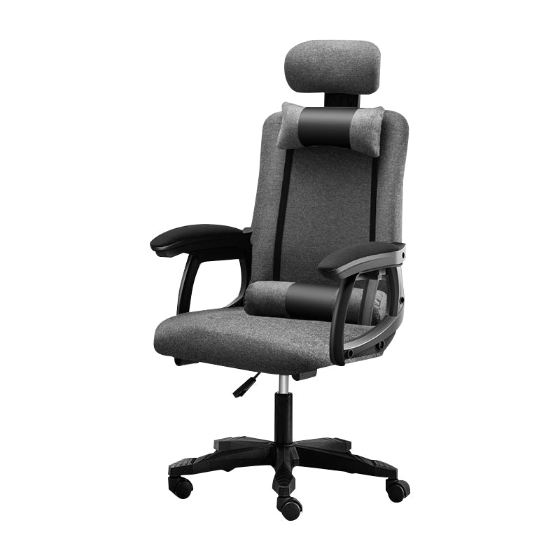 Black Nylon Frame Modern Computer Desk Chair with Wheels High Back Task Chair with Arms Dark Gray 1 Piece Without Footrest Clearhalo 'Furniture' 'furniture_office_chair' 'Office Chairs' 'Office Furniture' 'office_chair' 5010030