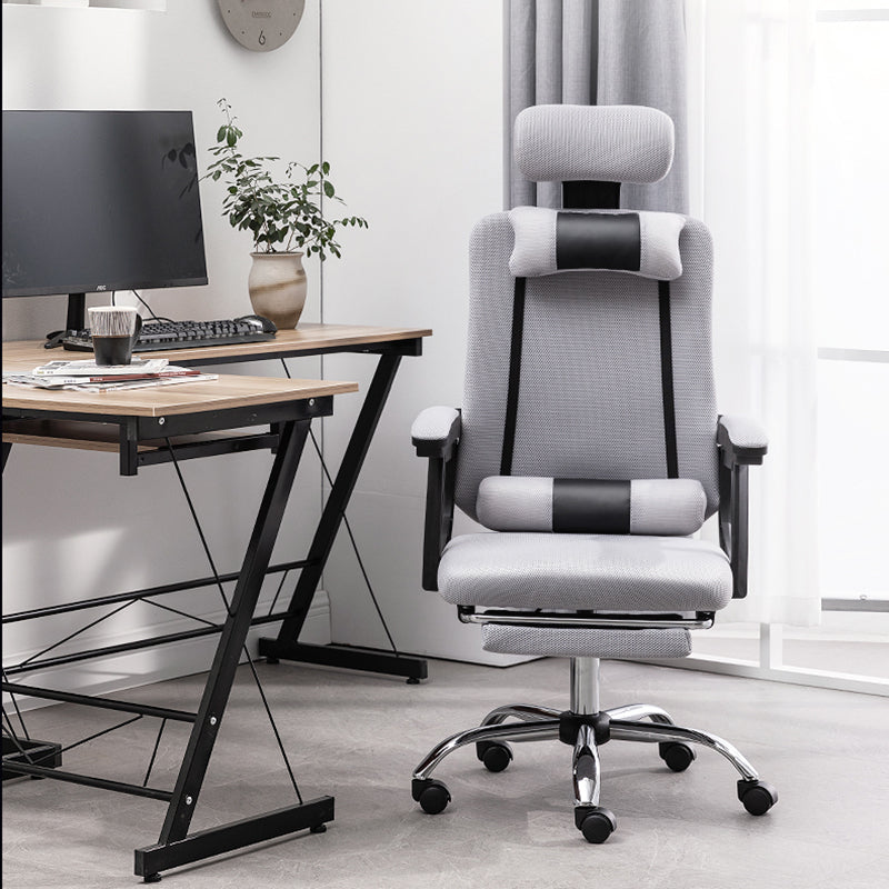 Black Nylon Frame Modern Computer Desk Chair with Wheels High Back Task Chair with Arms Clearhalo 'Furniture' 'furniture_office_chair' 'Office Chairs' 'Office Furniture' 'office_chair' 5010032