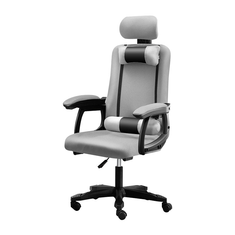 Black Nylon Frame Modern Computer Desk Chair with Wheels High Back Task Chair with Arms Grey 1 Piece Without Footrest Clearhalo 'Furniture' 'furniture_office_chair' 'Office Chairs' 'Office Furniture' 'office_chair' 5010034