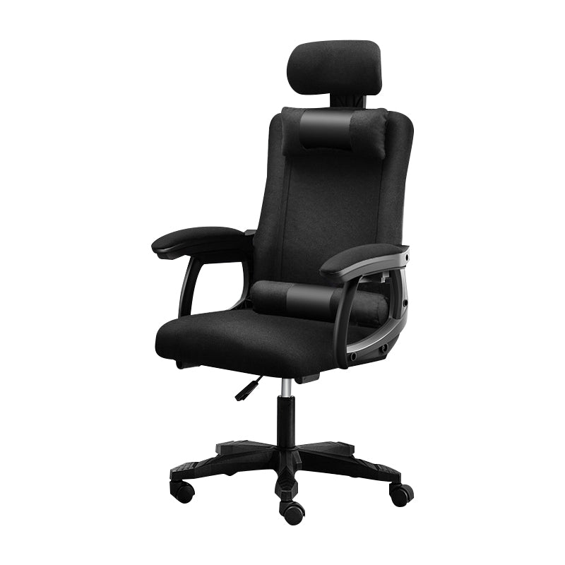 Black Nylon Frame Modern Computer Desk Chair with Wheels High Back Task Chair with Arms Textured Black 1 Piece Without Footrest Clearhalo 'Furniture' 'furniture_office_chair' 'Office Chairs' 'Office Furniture' 'office_chair' 5010037