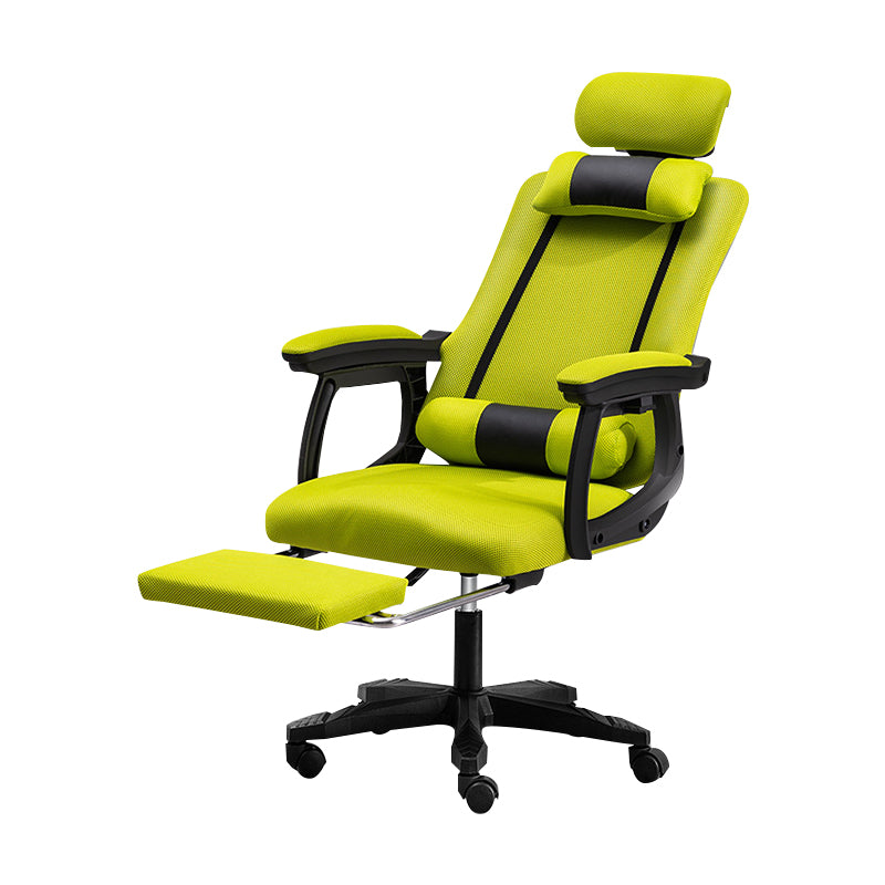 Black Nylon Frame Modern Computer Desk Chair with Wheels High Back Task Chair with Arms Green 1 Piece With Footrest Clearhalo 'Furniture' 'furniture_office_chair' 'Office Chairs' 'Office Furniture' 'office_chair' 5010040