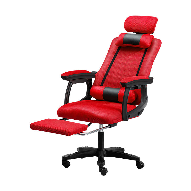 Black Nylon Frame Modern Computer Desk Chair with Wheels High Back Task Chair with Arms Red 1 Piece With Footrest Clearhalo 'Furniture' 'furniture_office_chair' 'Office Chairs' 'Office Furniture' 'office_chair' 5010042