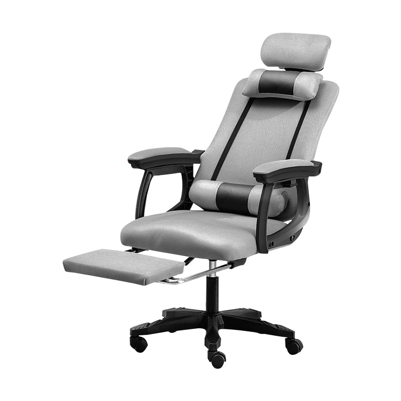 Black Nylon Frame Modern Computer Desk Chair with Wheels High Back Task Chair with Arms Grey 1 Piece With Footrest Clearhalo 'Furniture' 'furniture_office_chair' 'Office Chairs' 'Office Furniture' 'office_chair' 5010044