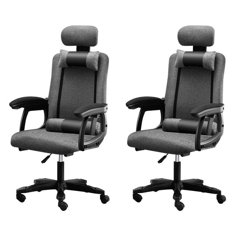 Black Nylon Frame Modern Computer Desk Chair with Wheels High Back Task Chair with Arms Dark Gray Set of 2 Without Footrest Clearhalo 'Furniture' 'furniture_office_chair' 'Office Chairs' 'Office Furniture' 'office_chair' 5010051