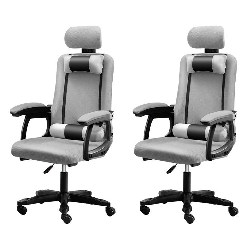 Black Nylon Frame Modern Computer Desk Chair with Wheels High Back Task Chair with Arms Grey Set of 2 Without Footrest Clearhalo 'Furniture' 'furniture_office_chair' 'Office Chairs' 'Office Furniture' 'office_chair' 5010053