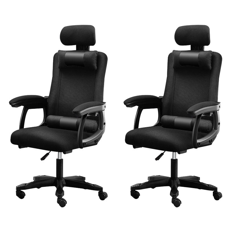 Black Nylon Frame Modern Computer Desk Chair with Wheels High Back Task Chair with Arms Textured Black Set of 2 Without Footrest Clearhalo 'Furniture' 'furniture_office_chair' 'Office Chairs' 'Office Furniture' 'office_chair' 5010054