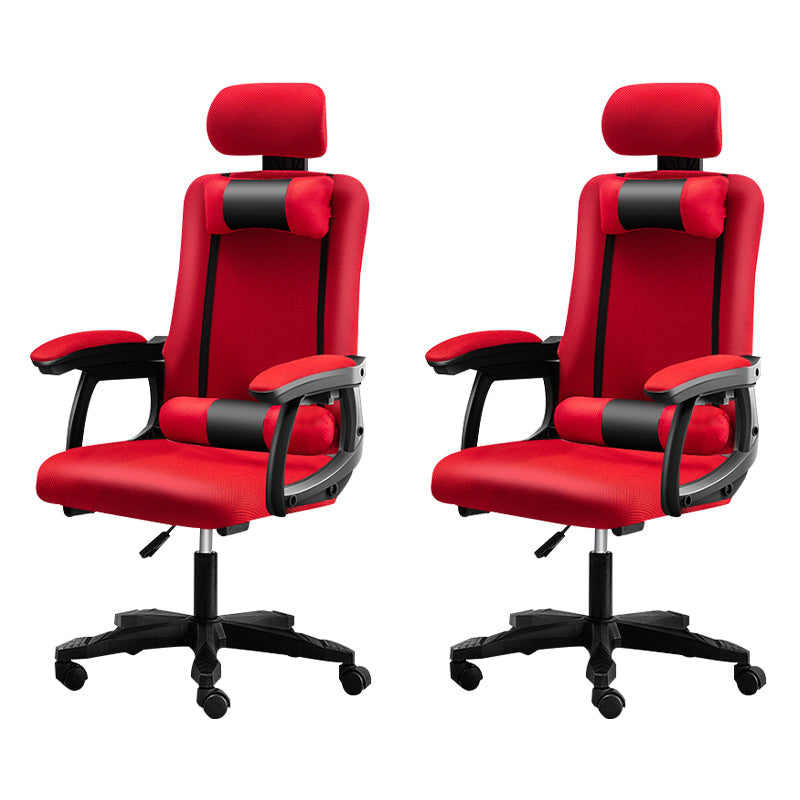 Black Nylon Frame Modern Computer Desk Chair with Wheels High Back Task Chair with Arms Red Set of 2 Without Footrest Clearhalo 'Furniture' 'furniture_office_chair' 'Office Chairs' 'Office Furniture' 'office_chair' 5010055