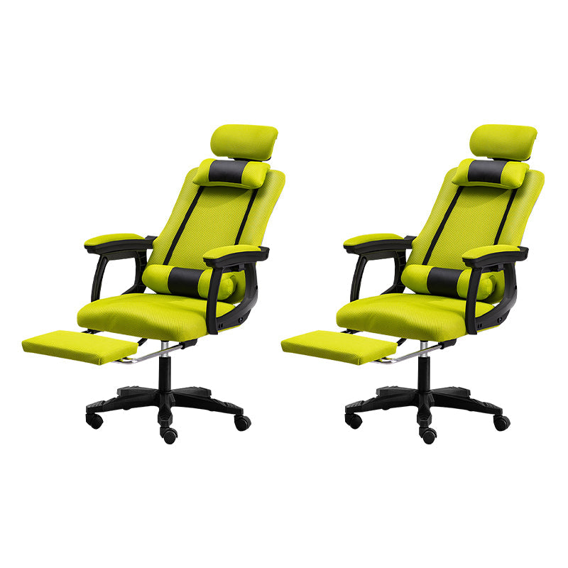 Black Nylon Frame Modern Computer Desk Chair with Wheels High Back Task Chair with Arms Green Set of 2 With Footrest Clearhalo 'Furniture' 'furniture_office_chair' 'Office Chairs' 'Office Furniture' 'office_chair' 5010056