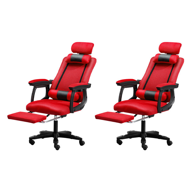 Black Nylon Frame Modern Computer Desk Chair with Wheels High Back Task Chair with Arms Red Set of 2 With Footrest Clearhalo 'Furniture' 'furniture_office_chair' 'Office Chairs' 'Office Furniture' 'office_chair' 5010057