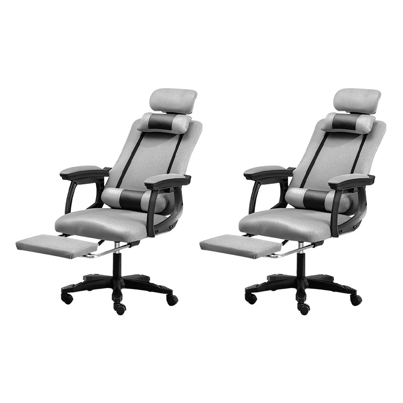 Black Nylon Frame Modern Computer Desk Chair with Wheels High Back Task Chair with Arms Grey Set of 2 With Footrest Clearhalo 'Furniture' 'furniture_office_chair' 'Office Chairs' 'Office Furniture' 'office_chair' 5010058