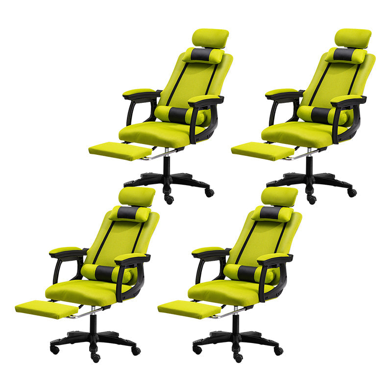 Black Nylon Frame Modern Computer Desk Chair with Wheels High Back Task Chair with Arms Green Set of 4 With Footrest Clearhalo 'Furniture' 'furniture_office_chair' 'Office Chairs' 'Office Furniture' 'office_chair' 5010066