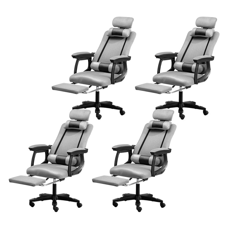 Black Nylon Frame Modern Computer Desk Chair with Wheels High Back Task Chair with Arms Grey Set of 4 With Footrest Clearhalo 'Furniture' 'furniture_office_chair' 'Office Chairs' 'Office Furniture' 'office_chair' 5010068