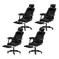 Black Nylon Frame Modern Computer Desk Chair with Wheels High Back Task Chair with Arms Textured Black Set of 4 With Footrest Clearhalo 'Furniture' 'furniture_office_chair' 'Office Chairs' 'Office Furniture' 'office_chair' 5010070