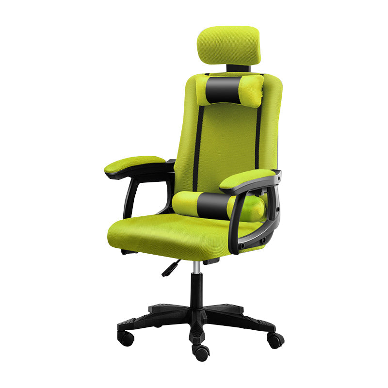 Black Nylon Frame Modern Computer Desk Chair with Wheels High Back Task Chair with Arms Green 1 Piece Without Footrest Clearhalo 'Furniture' 'furniture_office_chair' 'Office Chairs' 'Office Furniture' 'office_chair' 5010071
