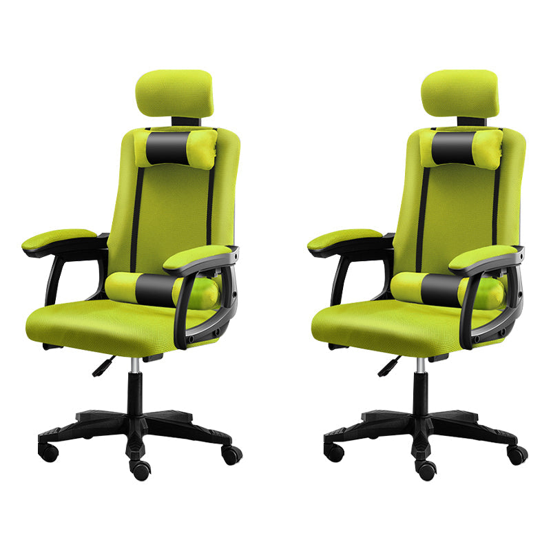 Black Nylon Frame Modern Computer Desk Chair with Wheels High Back Task Chair with Arms Green Set of 2 Without Footrest Clearhalo 'Furniture' 'furniture_office_chair' 'Office Chairs' 'Office Furniture' 'office_chair' 5010072