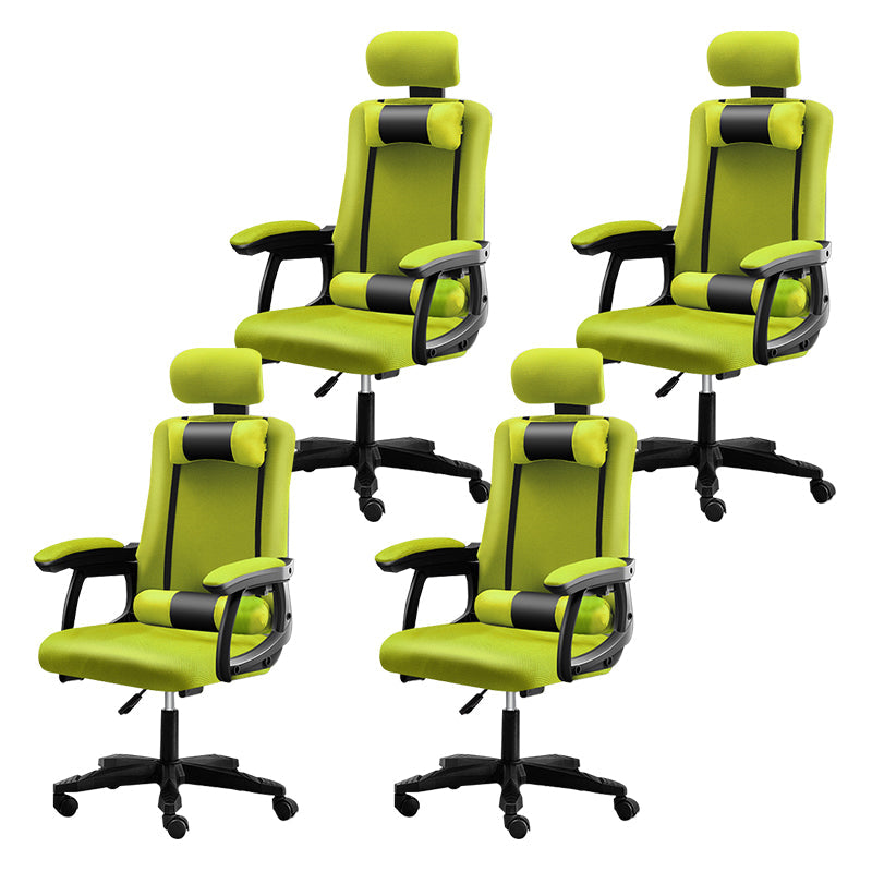 Black Nylon Frame Modern Computer Desk Chair with Wheels High Back Task Chair with Arms Green Set of 4 Without Footrest Clearhalo 'Furniture' 'furniture_office_chair' 'Office Chairs' 'Office Furniture' 'office_chair' 5010073