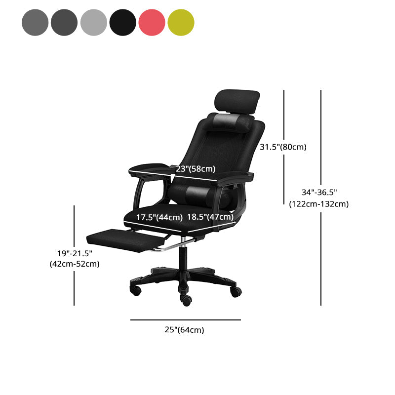 Black Nylon Frame Modern Computer Desk Chair with Wheels High Back Task Chair with Arms Clearhalo 'Furniture' 'furniture_office_chair' 'Office Chairs' 'Office Furniture' 'office_chair' 5010074