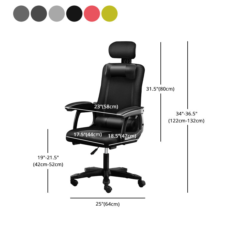 Black Nylon Frame Modern Computer Desk Chair with Wheels High Back Task Chair with Arms Clearhalo 'Furniture' 'furniture_office_chair' 'Office Chairs' 'Office Furniture' 'office_chair' 5010075