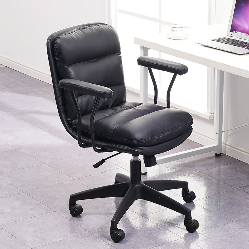 Black Nylon Base Contemporary Office Chair Swivel Computer Desk Chair Black With Arms Clearhalo 'Furniture' 'furniture_office_chair' 'Office Chairs' 'Office Furniture' 'office_chair' 5010167