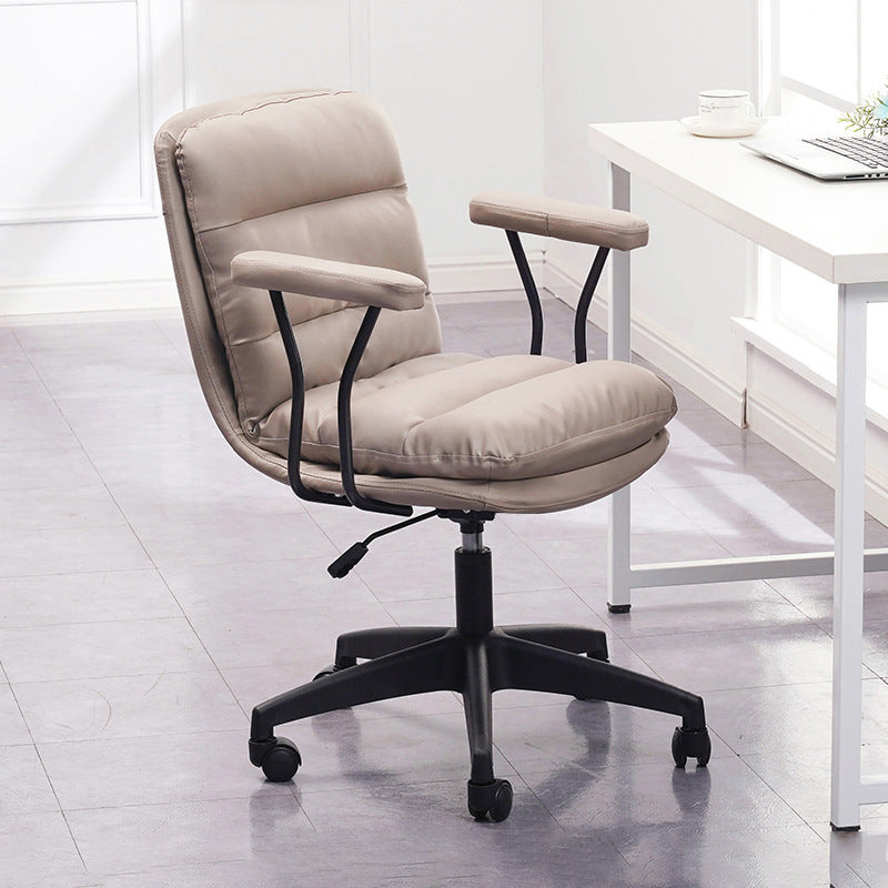 Black Nylon Base Contemporary Office Chair Swivel Computer Desk Chair Light Coffee With Arms Clearhalo 'Furniture' 'furniture_office_chair' 'Office Chairs' 'Office Furniture' 'office_chair' 5010169