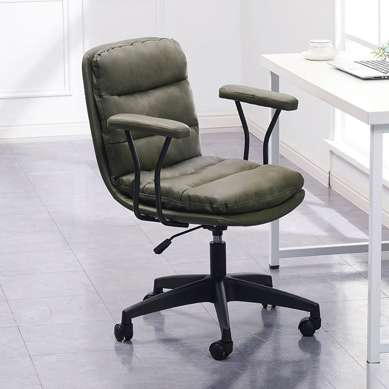 Black Nylon Base Contemporary Office Chair Swivel Computer Desk Chair Green With Arms Clearhalo 'Furniture' 'furniture_office_chair' 'Office Chairs' 'Office Furniture' 'office_chair' 5010173