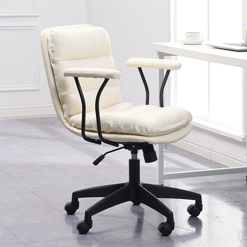 Black Nylon Base Contemporary Office Chair Swivel Computer Desk Chair White With Arms Clearhalo 'Furniture' 'furniture_office_chair' 'Office Chairs' 'Office Furniture' 'office_chair' 5010175