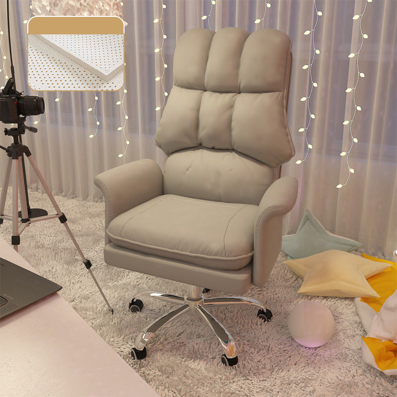 Chrome Steel Frame Modern Task Chair with Padded Arms High Back Computer Desk Chair Light Gray Without Footrest Sponge Clearhalo 'furn' 'furn_office_chair' 'Furniture' 'furniture_office_chair' 'Office Chairs' 'Office Furniture' 'office_chair' 5010215