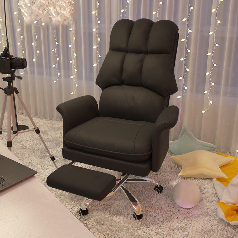 Chrome Steel Frame Modern Task Chair with Padded Arms High Back Computer Desk Chair Black With Footrest Sponge Clearhalo 'furn' 'furn_office_chair' 'Furniture' 'furniture_office_chair' 'Office Chairs' 'Office Furniture' 'office_chair' 5010220