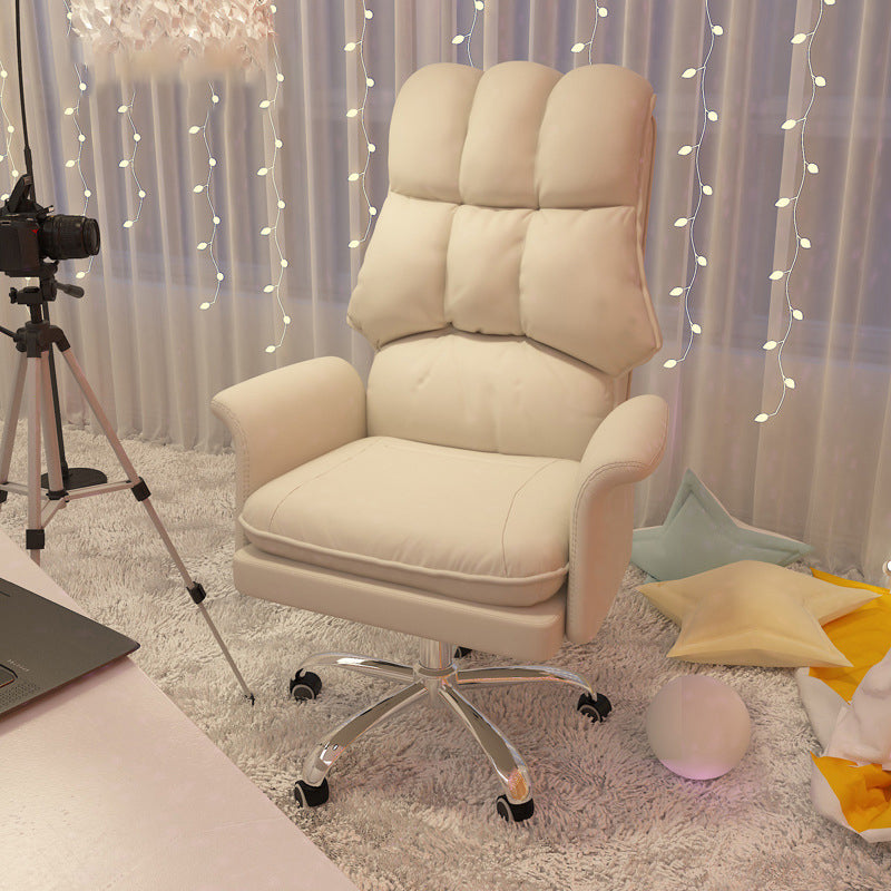 Chrome Steel Frame Modern Task Chair with Padded Arms High Back Computer Desk Chair White Without Footrest Clearhalo 'furn' 'furn_office_chair' 'Furniture' 'furniture_office_chair' 'Office Chairs' 'Office Furniture' 'office_chair' 5010231