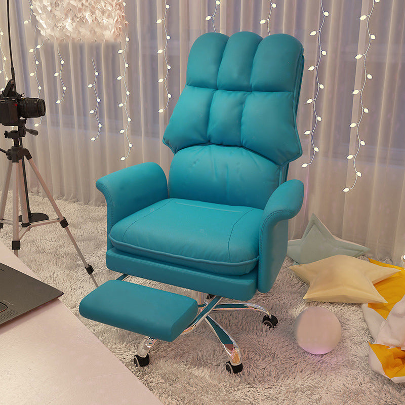 Chrome Steel Frame Modern Task Chair with Padded Arms High Back Computer Desk Chair Blue With Footrest Sponge Clearhalo 'furn' 'furn_office_chair' 'Furniture' 'furniture_office_chair' 'Office Chairs' 'Office Furniture' 'office_chair' 5010232