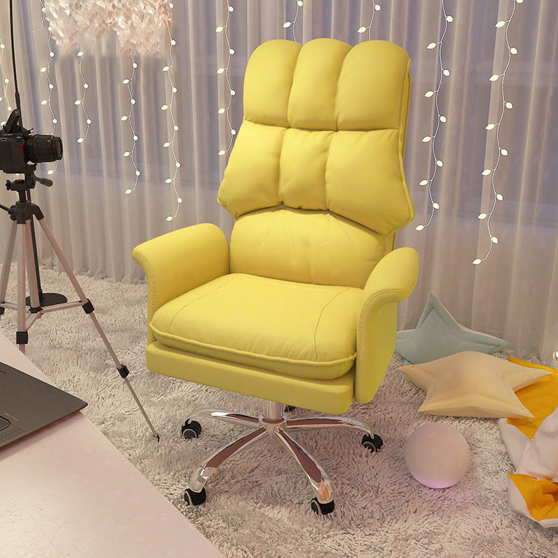 Chrome Steel Frame Modern Task Chair with Padded Arms High Back Computer Desk Chair Yellow Without Footrest Sponge Clearhalo 'furn' 'furn_office_chair' 'Furniture' 'furniture_office_chair' 'Office Chairs' 'Office Furniture' 'office_chair' 5010233