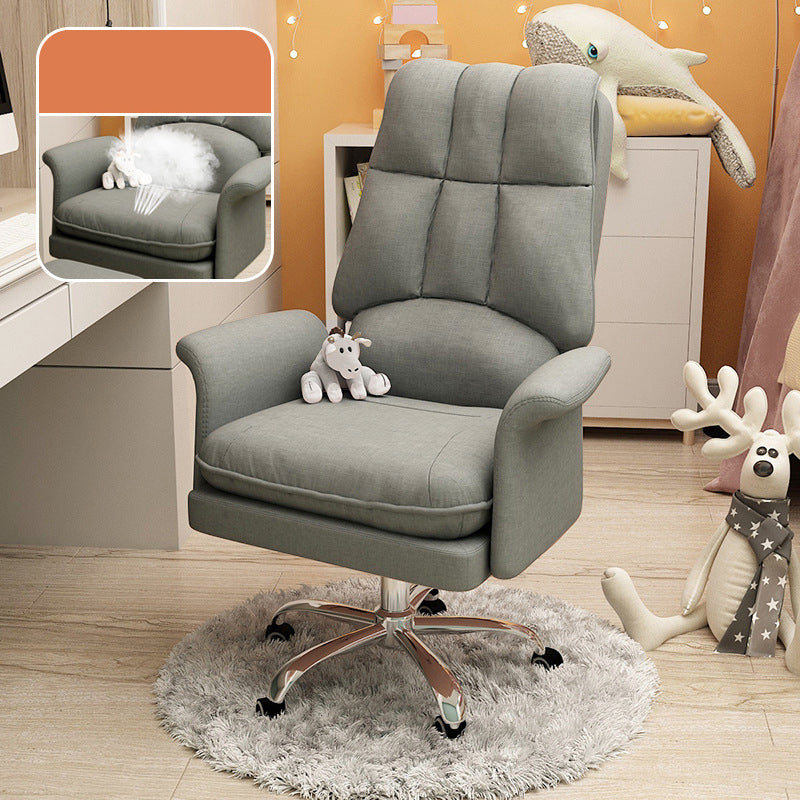 Chrome Steel Frame Modern Task Chair with Padded Arms High Back Computer Desk Chair Grey Without Footrest Clearhalo 'furn' 'furn_office_chair' 'Furniture' 'furniture_office_chair' 'Office Chairs' 'Office Furniture' 'office_chair' 5010235