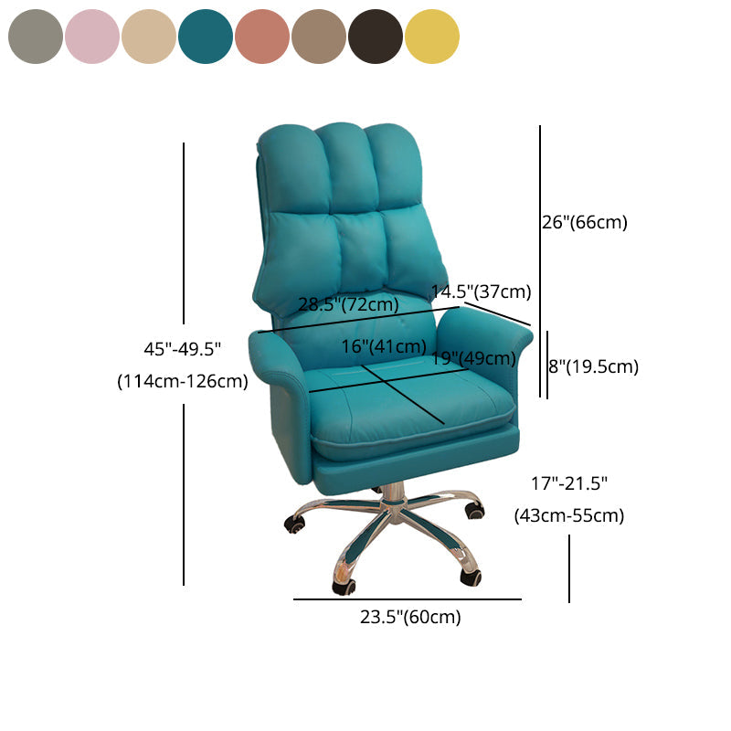 Chrome Steel Frame Modern Task Chair with Padded Arms High Back Computer Desk Chair Clearhalo 'furn' 'furn_office_chair' 'Furniture' 'furniture_office_chair' 'Office Chairs' 'Office Furniture' 'office_chair' 5010236