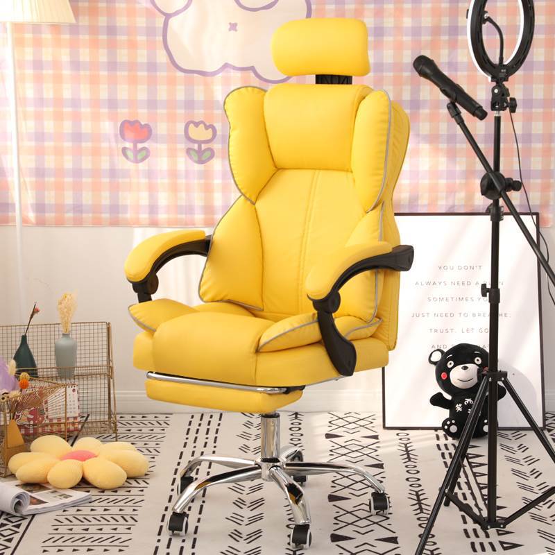 Silver Metal Modern Conference Chair and High Back Conference Chair Yellow With Footrest Clearhalo 'furn' 'furn_office_chair' 'Furniture' 'furniture_office_chair' 'Office Chairs' 'Office Furniture' 'office_chair' 5010256