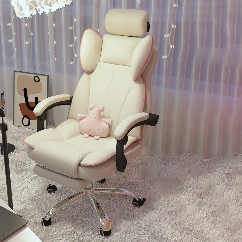 Silver Metal Modern Conference Chair High Back Leather Desk Chair Clearhalo 'furn' 'furn_office_chair' 'Furniture' 'furniture_office_chair' 'Office Chairs' 'Office Furniture' 'office_chair' 5010264