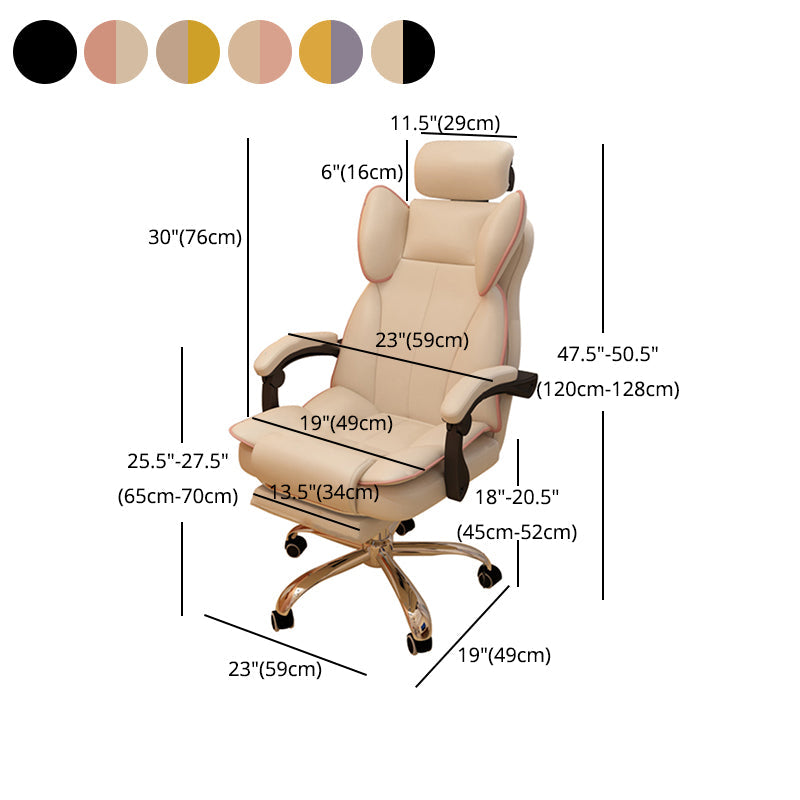 Silver Metal Modern Conference Chair High Back Leather Desk Chair Clearhalo 'furn' 'furn_office_chair' 'Furniture' 'furniture_office_chair' 'Office Chairs' 'Office Furniture' 'office_chair' 5010283