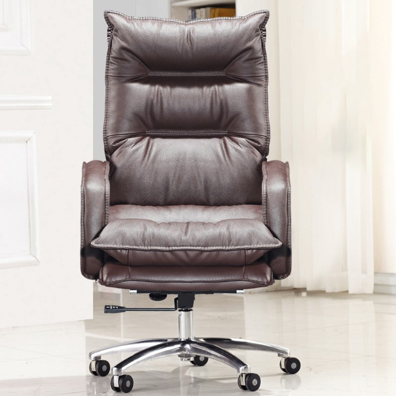 Silver Metal Modern Conference Chair with High Back Leather Conference Chair Clearhalo 'furn' 'furn_office_chair' 'Furniture' 'furniture_office_chair' 'Office Chairs' 'Office Furniture' 'office_chair' 5010288