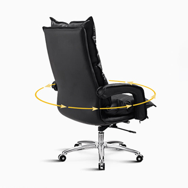 Silver Metal Modern Conference Chair with High Back Leather Conference Chair Clearhalo 'furn' 'furn_office_chair' 'Furniture' 'furniture_office_chair' 'Office Chairs' 'Office Furniture' 'office_chair' 5010290