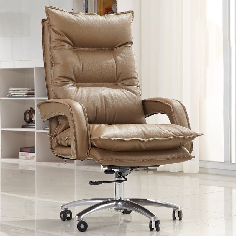 Silver Metal Modern Conference Chair with High Back Leather Conference Chair Khaki Clearhalo 'furn' 'furn_office_chair' 'Furniture' 'furniture_office_chair' 'Office Chairs' 'Office Furniture' 'office_chair' 5010291