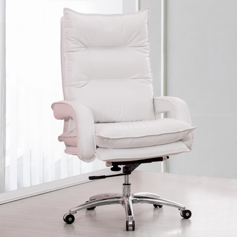 Silver Metal Modern Conference Chair with High Back Leather Conference Chair White Clearhalo 'furn' 'furn_office_chair' 'Furniture' 'furniture_office_chair' 'Office Chairs' 'Office Furniture' 'office_chair' 5010293
