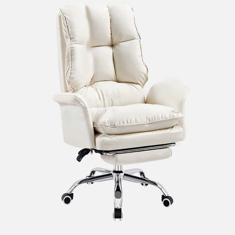 Silver Metal Modern Desk Chair with High Back Leather Desk Chair Clearhalo 'furn' 'furn_office_chair' 'Furniture' 'furniture_office_chair' 'Office Chairs' 'Office Furniture' 'office_chair' 5010310