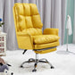Silver Metal Modern Desk Chair with High Back Leather Desk Chair Yellow With Footrest Clearhalo 'furn' 'furn_office_chair' 'Furniture' 'furniture_office_chair' 'Office Chairs' 'Office Furniture' 'office_chair' 5010311