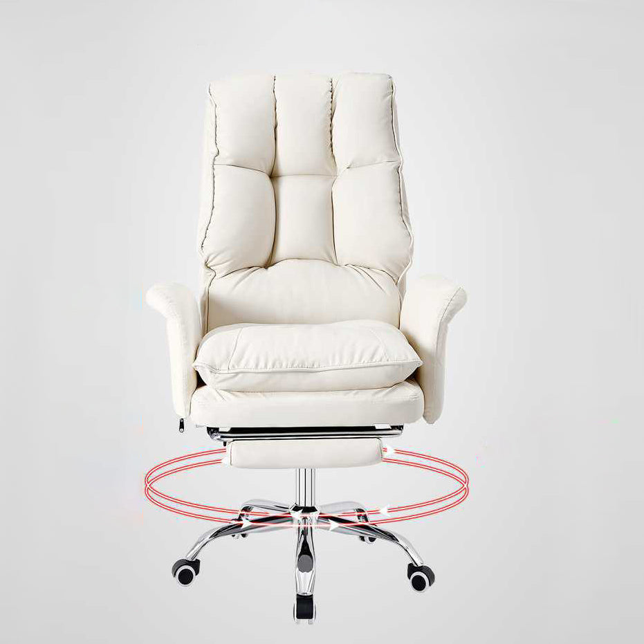 Silver Metal Modern Desk Chair with High Back Leather Desk Chair Clearhalo 'furn' 'furn_office_chair' 'Furniture' 'furniture_office_chair' 'Office Chairs' 'Office Furniture' 'office_chair' 5010319