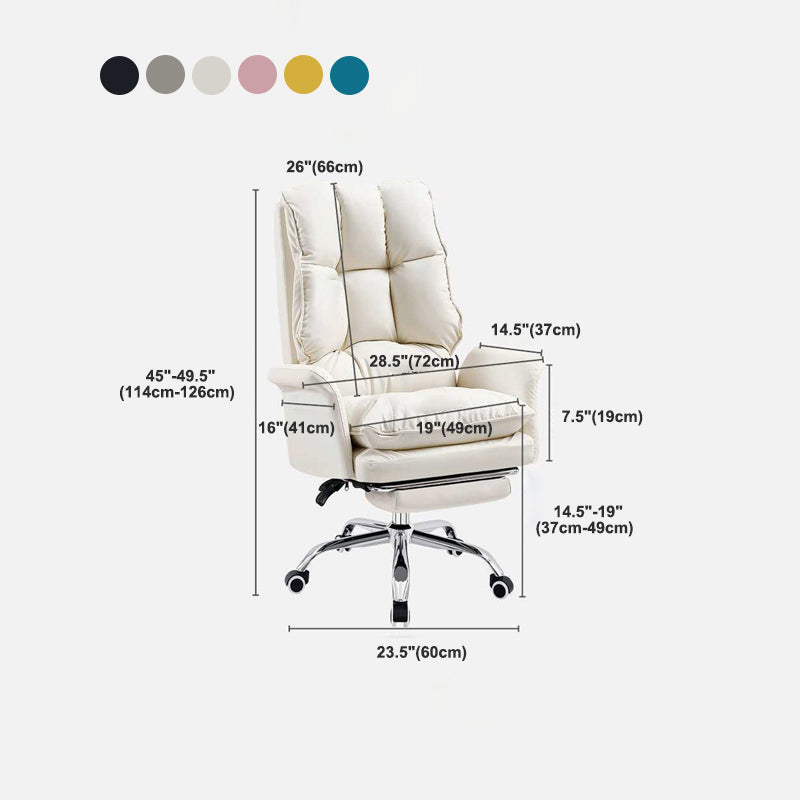 Silver Metal Modern Desk Chair with High Back Leather Desk Chair Clearhalo 'furn' 'furn_office_chair' 'Furniture' 'furniture_office_chair' 'Office Chairs' 'Office Furniture' 'office_chair' 5010320
