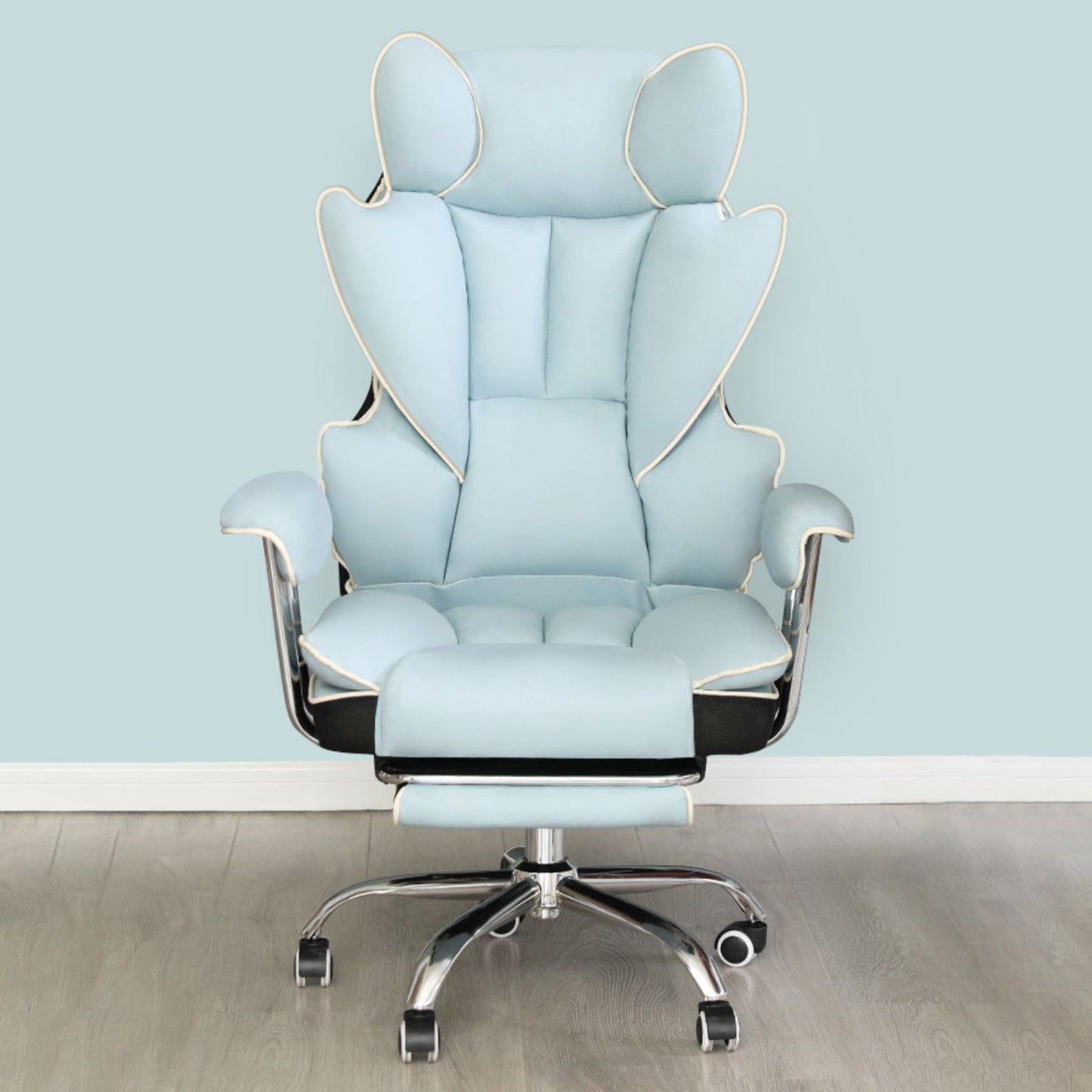 Silver Metal Modern Desk Chair with High Back and Leather Conference Chair Clearhalo 'furn' 'furn_office_chair' 'Furniture' 'furniture_office_chair' 'Office Chairs' 'Office Furniture' 'office_chair' 5010321